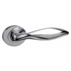 Atlantic Handles Catania Mediterranean Lever on Rose in a Polished Chrome Finish Pair of Door Handles