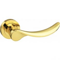 Atlantic Handles Malaga Mediterranean Lever on Rose in a Polished Brass Finish Pair of Door Handles