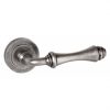 Atlantic Handles Durham Old English Lever on Rose in a Distressed Silver Finish Pair of Door Handles
