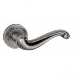 Atlantic Handles Colchester Old English Lever on Rose in a Distressed Silver Finish Pair of Door Handles