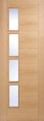 LPD Internal Oak Vancouver 4 Light Clear Glazed Offset Door