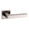 Atlantic Handles Senza Pari Pizzoni Lever on Flush Rose in a Satin Nickel Finish Pair of Door Handles
