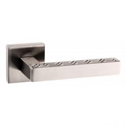 Atlantic Handles Senza Pari Pizzoni Lever on Flush Rose in a Satin Nickel Finish Pair of Door Handles