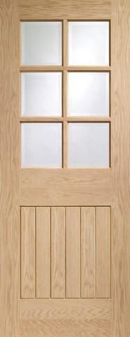 XL Joinery Internal Oak Pre-Finished Suffolk 6 Light with Clear Bevelled Glass Door