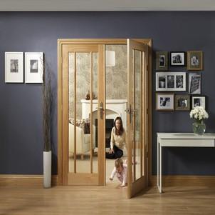 XL Joinery Internal Oak Worcester Door Pair with Clear Glass