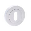 Atlantic Handles Forme Key Escutcheon on Contempo Round Rose in a Polished Chrome Finish