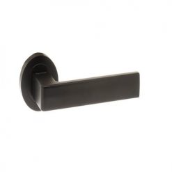 Atlantic Handles Asti Forme Designer Lever on Contempo Round Rose in a Matt Black Finish Pair of Door Handles