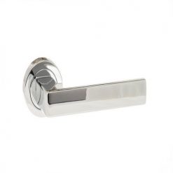 Atlantic Handles Asti Forme Designer Lever on Contempo Round Rose in a Polished Chrome Finish Pair of Door Handles