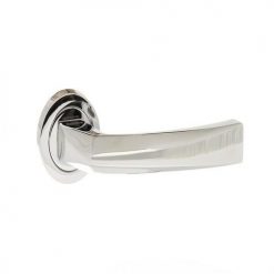 Atlantic Handles Crystal Forme Designer Lever on Contempo Round Rose in a Polished Chrome Finish Pair of Door Handles