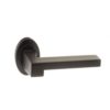 Atlantic Handles Ginevra Forme Designer Lever on Contempo Round Rose in a Matt Black Finish Pair of Door Handles