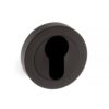 Atlantic Handles Forme Euro Escutcheon on Contempo Round Rose in a Matt Black Finish