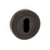 Atlantic Handles Forme Key Escutcheon on Contempo Round Rose in a Matt Black Finish