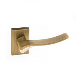 Atlantic Handles Olimpia Forme Designer Lever on Minimal Square Rose in a Yester Bronze Finish Pair of Door Handles