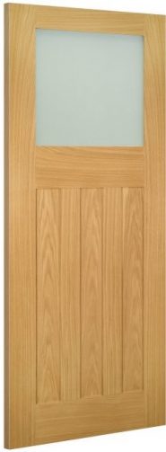 Deanta Doors Internal Cambridge Oak Un-Finished Frosted Glazed Door
