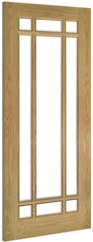 Deanta Doors Internal Kerry Oak Un-Finished Clear Bevelled Glass Door