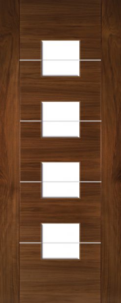 Deanta Valencia Prefinished Walnut Clear Glazed Internal Door