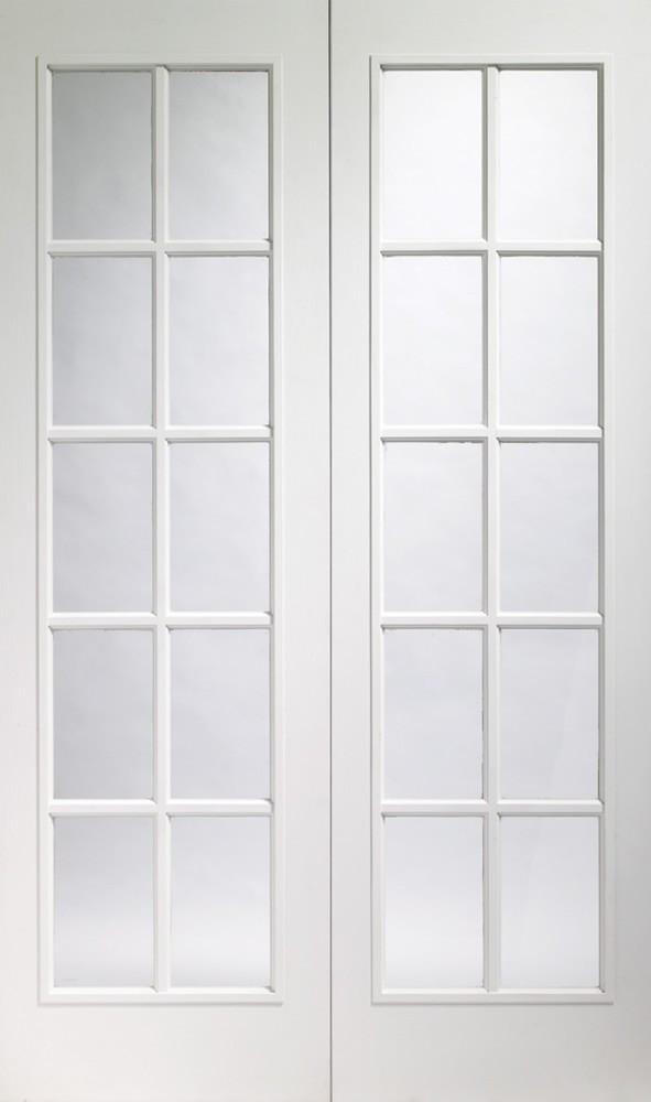 XL Joinery Internal Pre Finished White Moulded Portobello Pair with Clear Glass Door