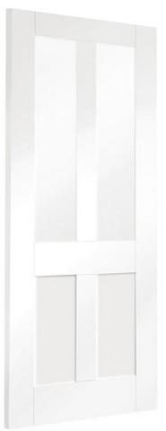 XL Joinery Internal White Primed Malton Shaker with Clear Flat Glass Door