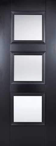 LPD Internal Black Amsterdam 3 Light Glazed Primed Door