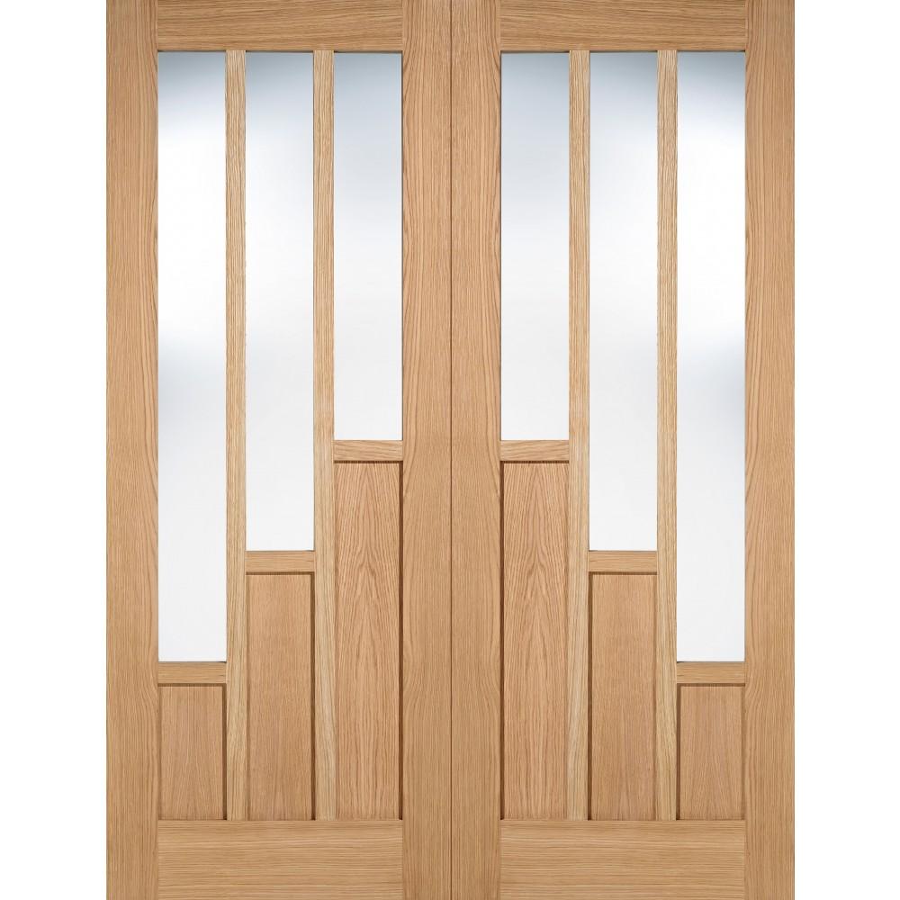 LPD Internal Prefinished Oak Coventry with Clear Glazed Door Pair