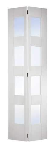 LPD Internal Bifold White Primed Shaker 4 Light Glazed Door