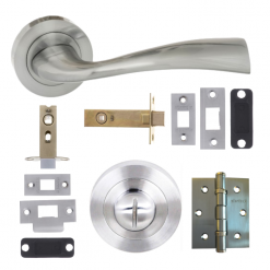 Atlantic Handles Wave Satin Chrome Bathroom Latch Pack