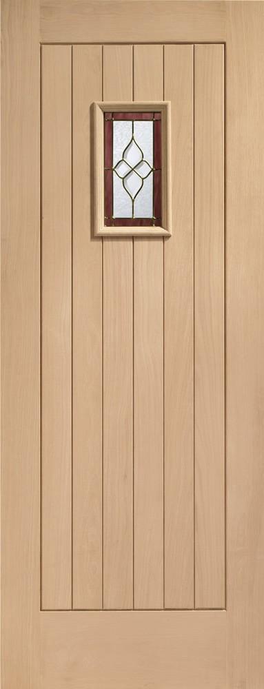 XL Joinery External Oak Chancery Onyx Glazed Door With Brass Caming