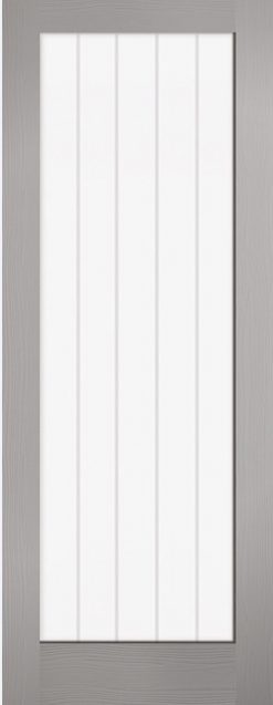 LPD Internal Textured Vertical 5 Panel Grey Moulded Door With Clear Glass