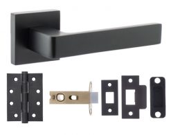 Atlantic Handles Status Montana Matt Black Fire Door Latch Pack for Internal Doors