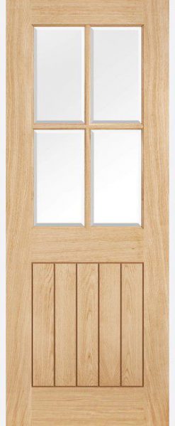LPD Internal Oak Belize Unfinished with Clear Bevelled Glass