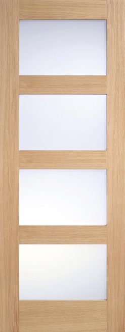 LPD Internal Oak Shaker 4 Light Frosted Glazed Pre-finished Door