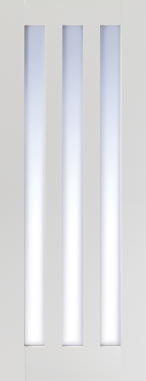 LPD Internal Utah 3 Light Clear Glass White Primed Door