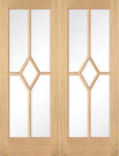 LPD Pre-Finished Oak Reims Door Pair with Clear Glass