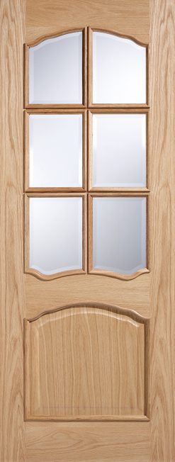 LPD Internal Oak Riviera Clear Bevelled Glazed Door with Raised Mouldings