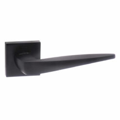 Forme Foglia Lever Door Handle on Minimal Square Rose - Matt Black