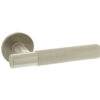Millhouse Brass Crompton Knurled Lever Door Handle on 5mm Slimline Round Rose - Satin Nickel