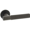 Millhouse Brass Crompton Knurled Lever Door Handle on 5mm Slimline Round Rose - Urban Dark Bronze