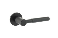 Millhouse Brass Mason Knurled Lever Door Handle on 5mm Slimline Round Rose - Matt Black