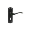 Old English Warwick WC Lever Door Handle on Backplate - Matt Black
