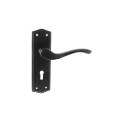 Old English Warwick WC Lever Door Handle on Backplate - Matt Black