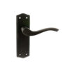 Old English Warwick Latch Lever Door Handle on Backplate - Urban Dark Bronze