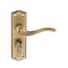 Old English Warwick WC Lever Door Handle on Backplate - Matt Antique Brass