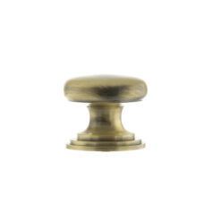 Old English Lincoln Solid Brass Victorian Cabinet Knob 32mm on Concealed Fix - Antique Brass