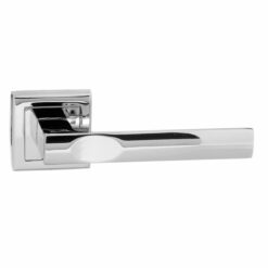 STATUS Kansas Lever Door Handle on Square Rose - Polished Chrome