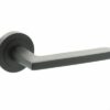 STATUS Alaska Lever Door Handle on Round Rose - Matt Black
