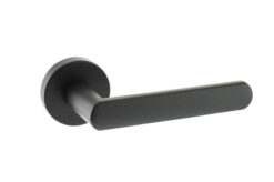 STATUS Michigan Lever Door Handle on Round Rose - Matt Black