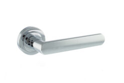 STATUS Michigan Lever Door Handle on Round Rose - Polished Chrome