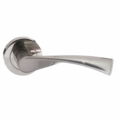 STATUS Colorado Lever Door Handle on Round Rose - Satin Nickel