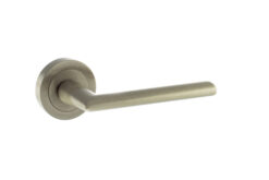 STATUS Georgia Lever Door Handle on Round Rose - Satin Nickel