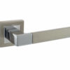 STATUS Montana Lever Door Handle on S4 Square Rose - Satin Nickel/Polished Chrome